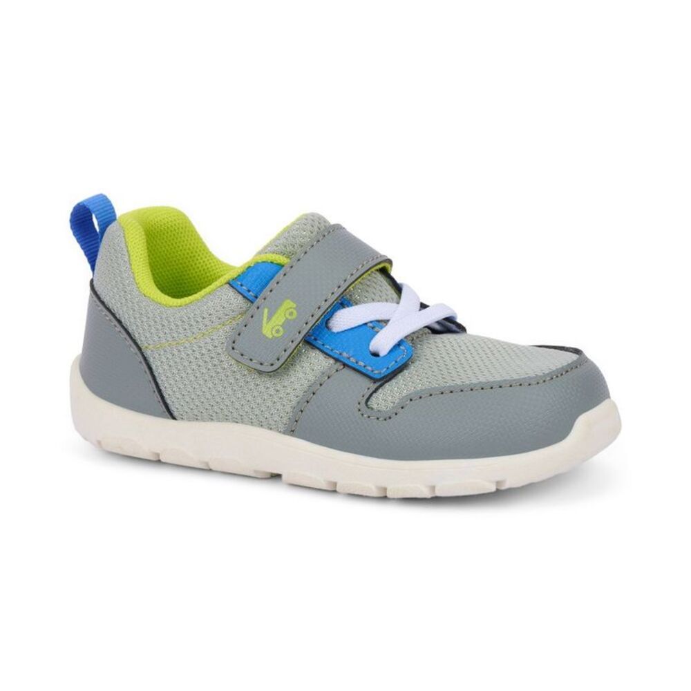 Toddler Tenny Sneakers - Gray 12T: Machine Washable Hook & Loop Closure